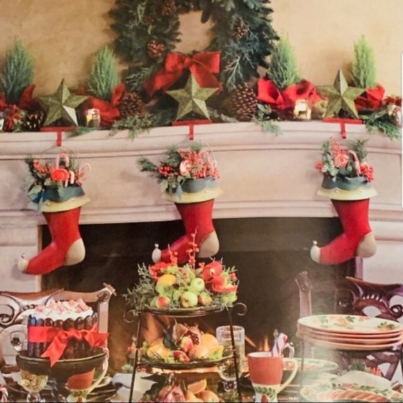 Southern Living At Home Metal Holiday Stocking Hanging Bucket W Pocket New - Picture 5 of 7